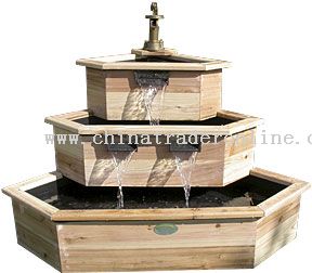 Three Tier Wooden Corner Fountain (Cedar Natural) from China